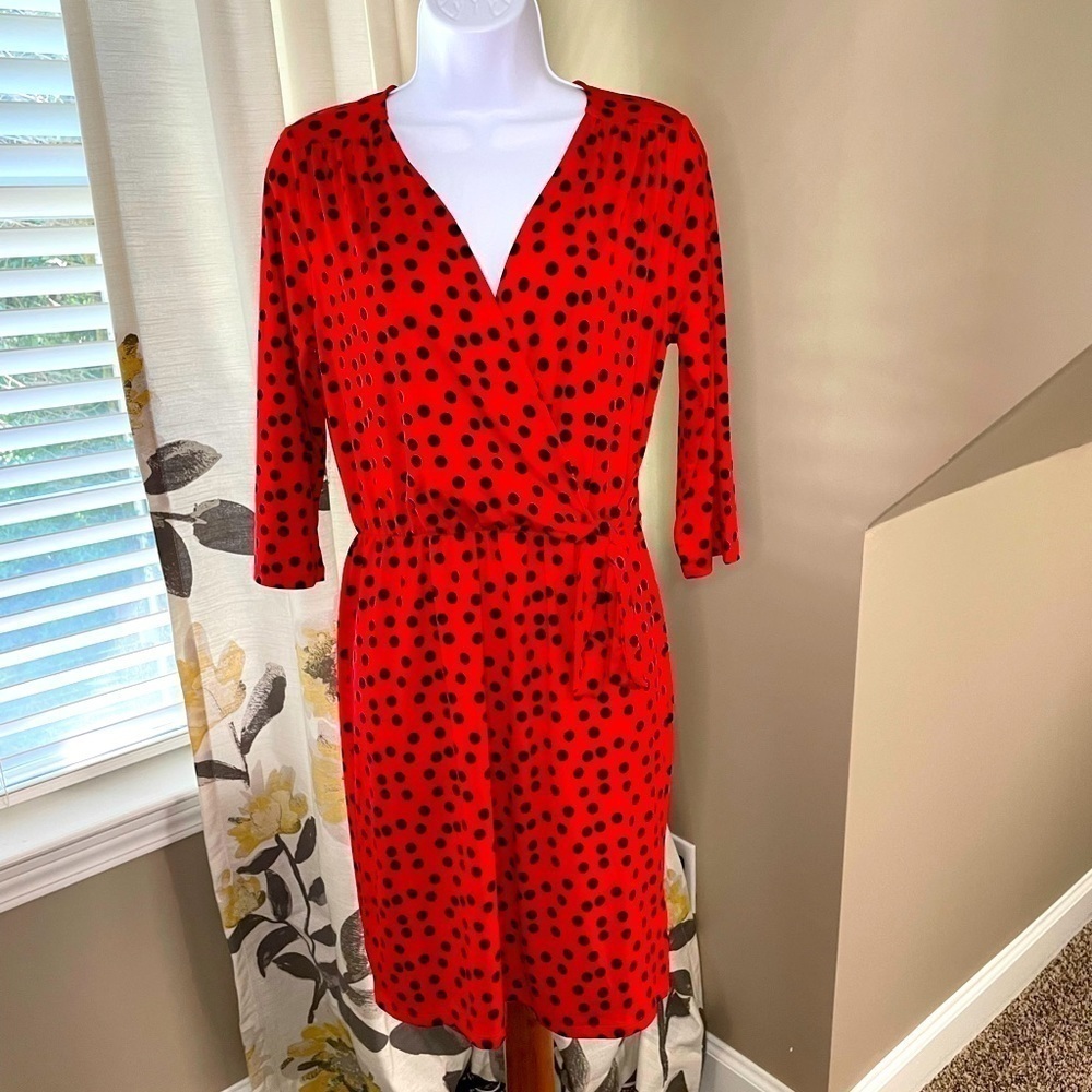 Nwt Mud Pie Drew Wrap Dress Red with Black Polka-Dots Size Small